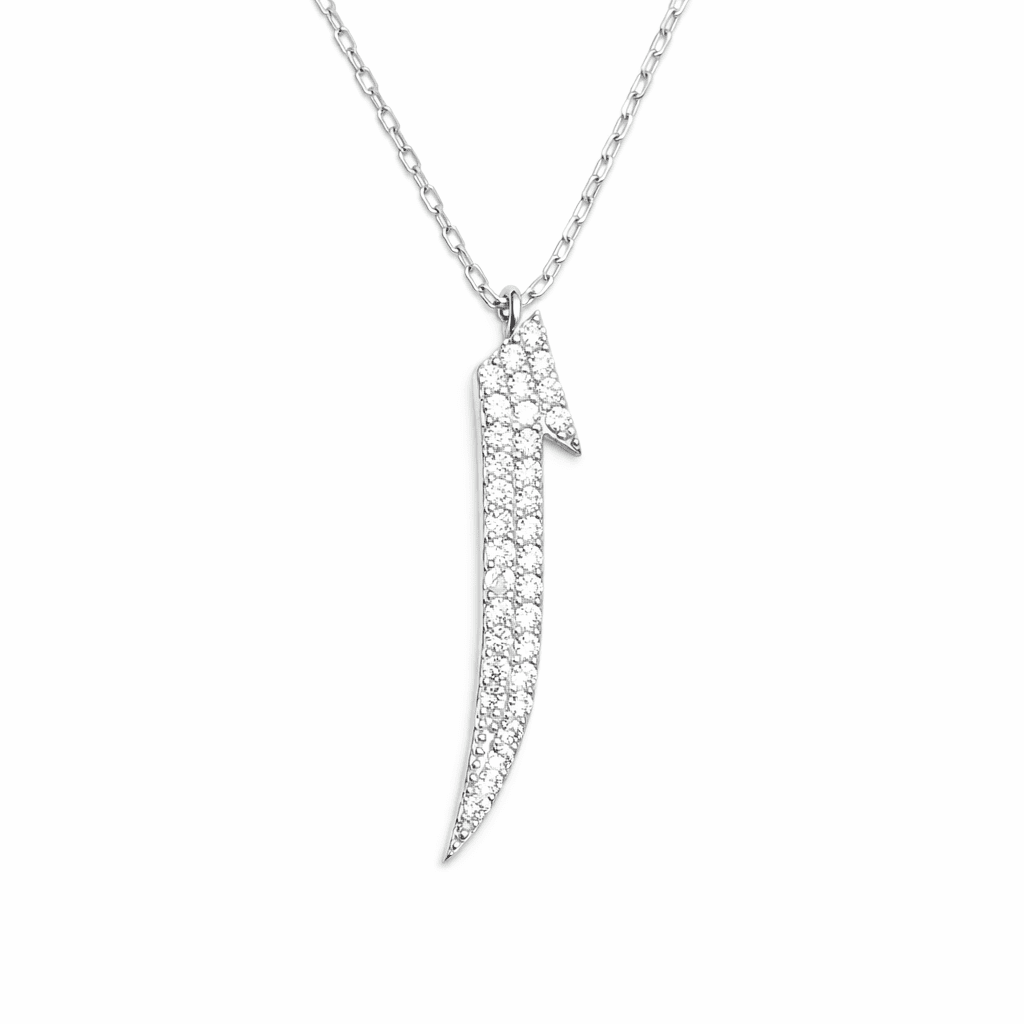 Elif Harfi Zirkon Taşlı 925 Ayar Gümüş Kolye resmi