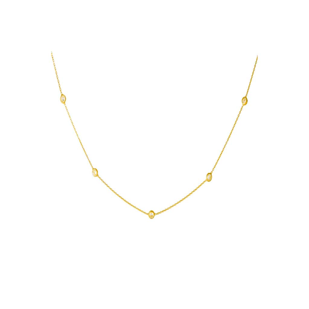 Gold Renk Sıralı Taşlı Tasarımlı Kadın Gümüş Kolye resmi